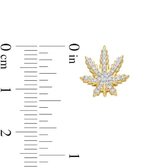 1/10 CT. T.W. Diamond Cannabis Leaf Stud Earrings in 10K Gold