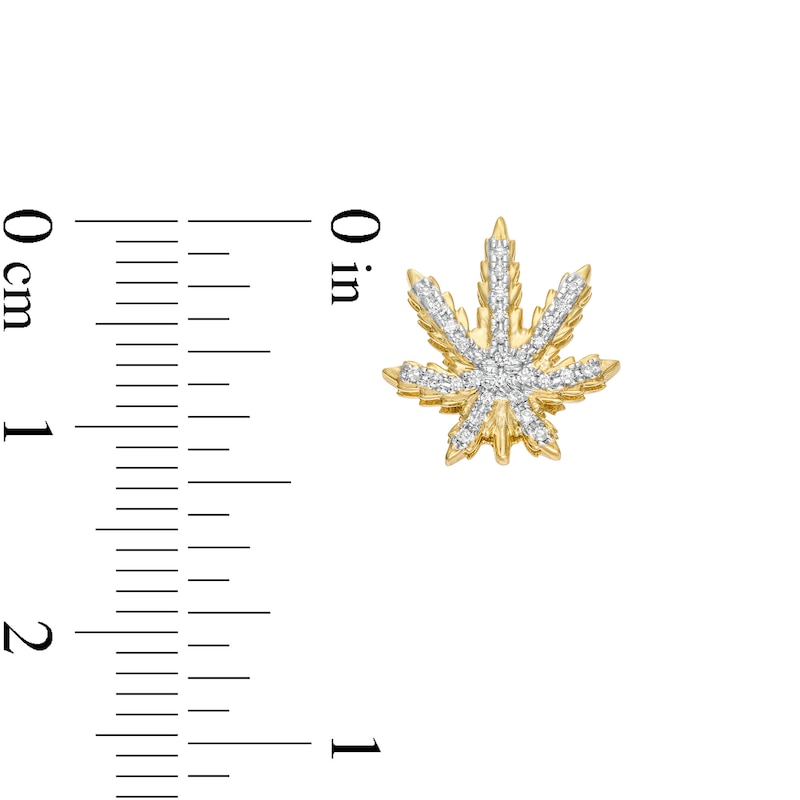 1/10 CT. T.W. Diamond Cannabis Leaf Stud Earrings in 10K Gold