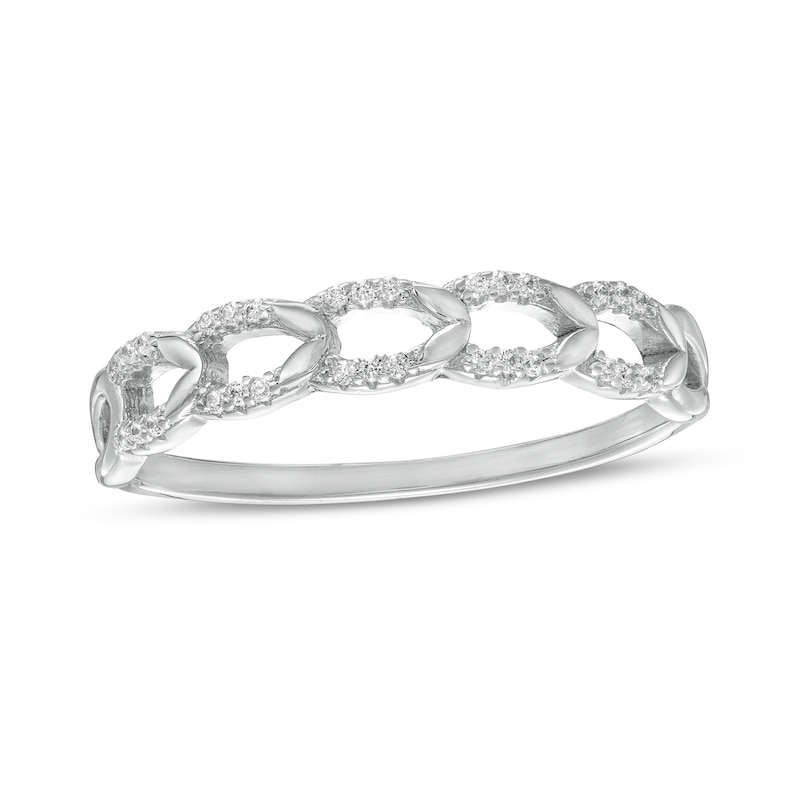 Sterling Silver CZ Oval Chain Link Comfort-Fit Midi/Toe Ring