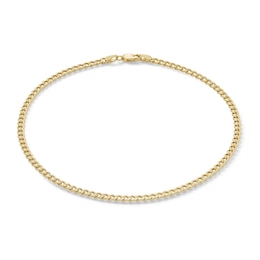Made in Italy 080 Gauge Hollow Cuban Curb Chain Anklet in 10K Gold - 10&quot;