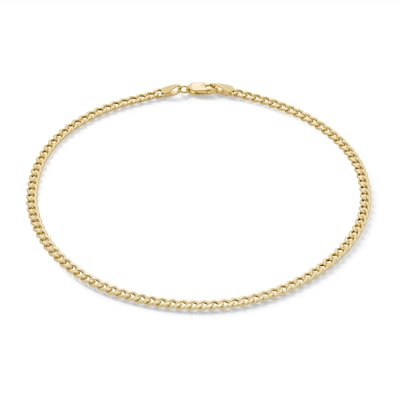 Made in Italy 080 Gauge Hollow Cuban Curb Chain Anklet in 10K Gold - 10"