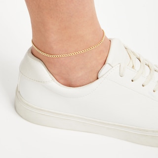 Made in Italy 080 Gauge Hollow Cuban Curb Chain Anklet in 10K Gold - 10"