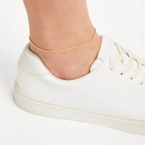 Made in Italy 080 Gauge Hollow Cuban Curb Chain Anklet in 10K Gold - 10"