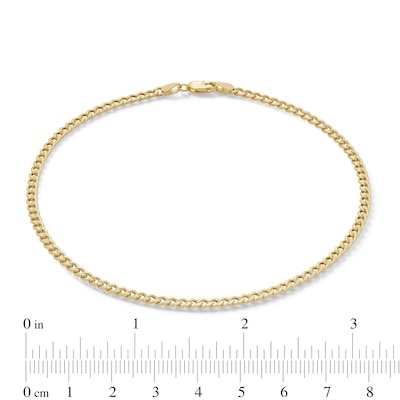 Made in Italy 080 Gauge Hollow Cuban Curb Chain Anklet in 10K Gold - 10"
