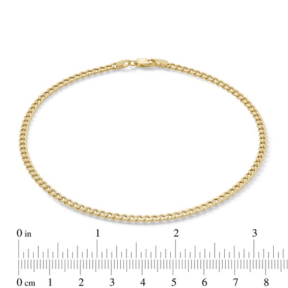 Made in Italy 080 Gauge Hollow Cuban Curb Chain Anklet in 10K Gold - 10"