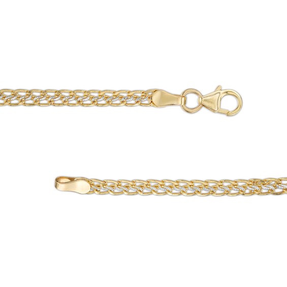Made in Italy 050 Gauge Diamond-Cut Sedusa Link Chain Two-Tone Anklet in 10K Hollow Gold - 10"