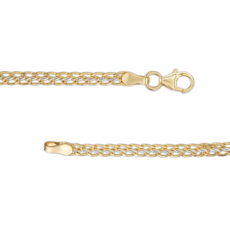 Main Image 2 of Made in Italy 050 Gauge Diamond-Cut Sedusa Link Chain Two-Tone Anklet in 10K Hollow Gold - 10"