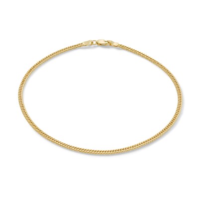 Made in Italy 050 Gauge Curb Chain Anklet in 10K Hollow Gold - 10"