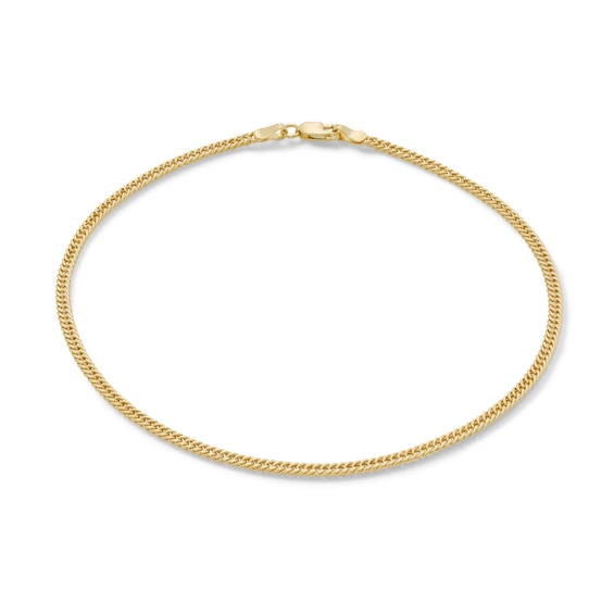 Made in Italy 050 Gauge Curb Chain Anklet in 10K Hollow Gold - 10"