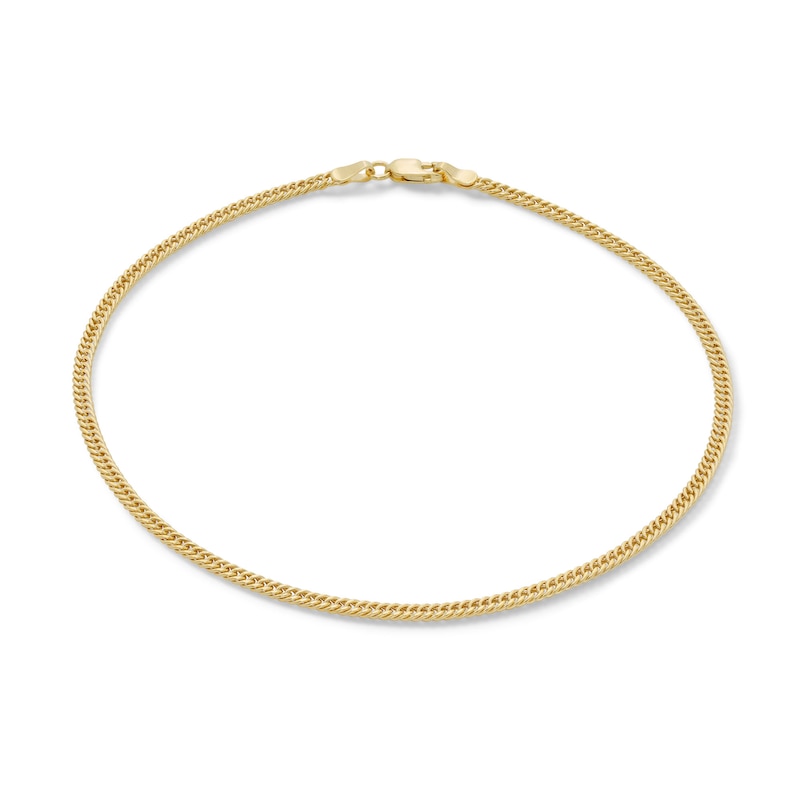 Made in Italy 050 Gauge Curb Chain Anklet in 10K Hollow Gold - 10"