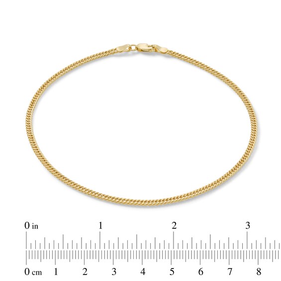 Made in Italy 050 Gauge Curb Chain Anklet in 10K Hollow Gold - 10"