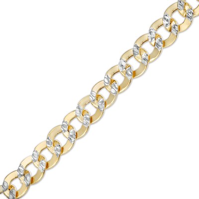 Made in Italy 120 Gauge Diamond-Cut Rounded Curb Chain Two-Tone Bracelet in 10K Semi-Solid Gold - 8.5"