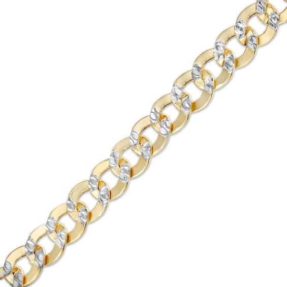 Made in Italy 120 Gauge Diamond-Cut Rounded Curb Chain Two-Tone Bracelet in 10K Semi-Solid Gold - 8.5"