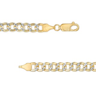 Made in Italy 120 Gauge Diamond-Cut Rounded Curb Chain Two-Tone Bracelet in 10K Semi-Solid Gold - 8.5"