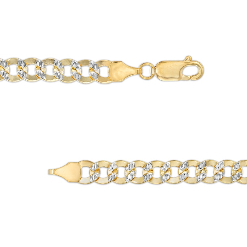 Main Image 2 of Made in Italy 120 Gauge Diamond-Cut Rounded Curb Chain Two-Tone Bracelet in 10K Semi-Solid Gold - 8.5"