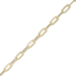 Made in Italy 080 Gauge Diamond-Cut Paper Clip Link Chain Bracelet in 10K Semi-Solid Gold - 7.5&quot;