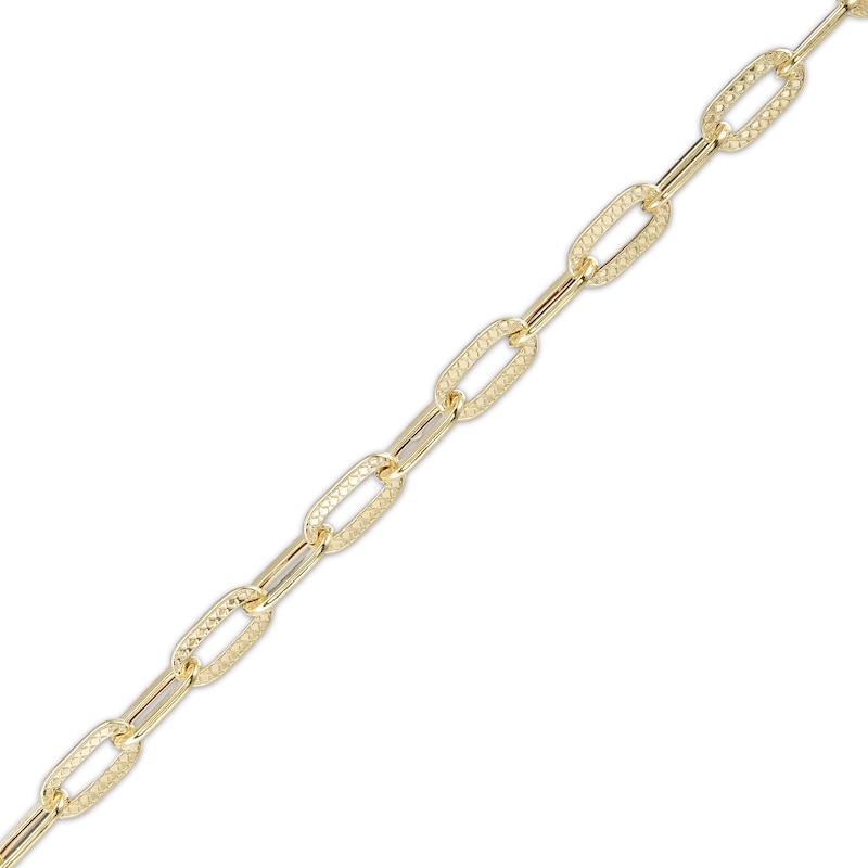 Made in Italy 080 Gauge Diamond-Cut Paper Clip Link Chain Bracelet in 10K Semi-Solid Gold - 7.5"