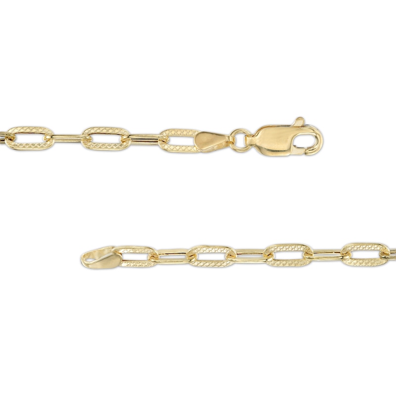 Main Image 2 of Made in Italy 080 Gauge Diamond-Cut Paper Clip Link Chain Bracelet in 10K Semi-Solid Gold - 7.5"