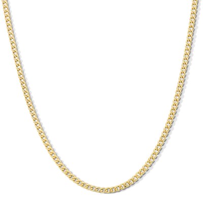 Made in Italy Child's 080 Gauge Cuban Curb Chain Necklace in 10K Semi-Solid Gold - 15"