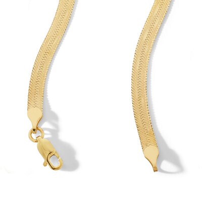 10K Solid Gold Multi-Finish Herringbone Chain Made in Italy - 18"