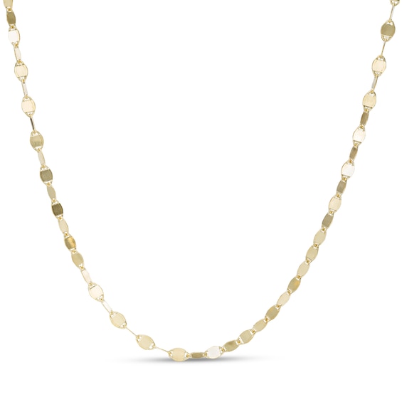 Made in Italy 030 Gauge Solid Mirror Flat-Link Chain Necklace in 10K Gold - 18"