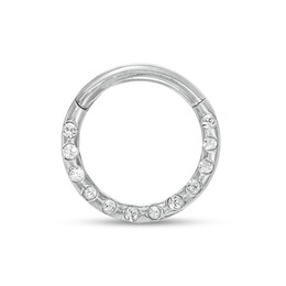 016 Gauge Bezel-Set Crystal Outer Edge Nose Ring in Solid Titanium - 5/16&quot;