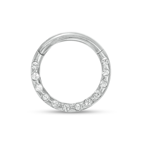 016 Gauge Bezel-Set Crystal Outer Edge Nose Ring in Solid Titanium - 5/16"