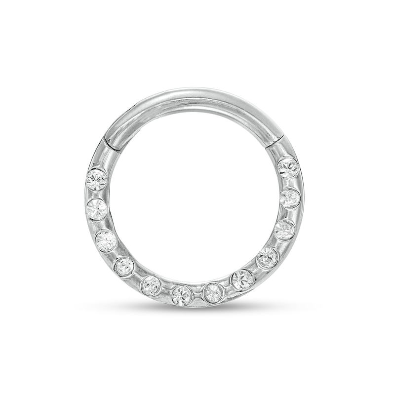 016 Gauge Bezel-Set Crystal Outer Edge Nose Ring in Solid Titanium - 5/16"
