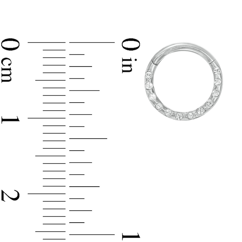 016 Gauge Bezel-Set Crystal Outer Edge Nose Ring in Solid Titanium - 5/16"