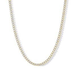 Made in Italy 080 Gauge Diamond-Cut Rounded Curb Chain Necklace in 10K Semi-Solid Two-Tone Gold - 18&quot;