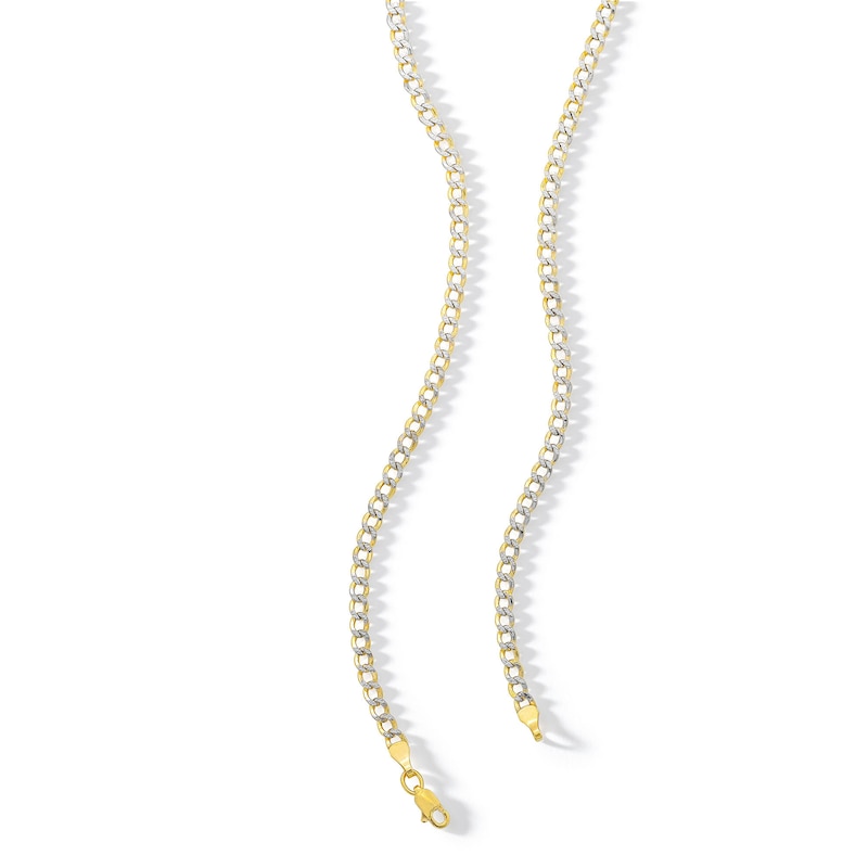 10K Semi-Solid Gold Diamond-Cut Rounded Curb Chain Made in Italy - 18"
