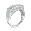 1/4 CT. T.W. Diamond Raised Multi-Row Rectangle Top Ring in Sterling Silver