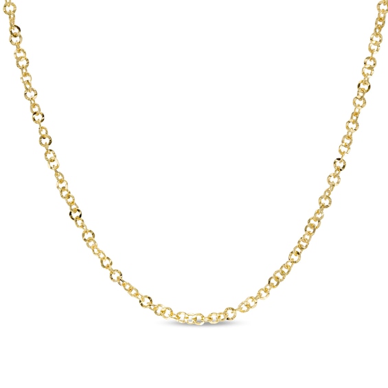 Made in Italy 035 Gauge Diamond-Cut Grumetta Curb Chain Necklace in 10K Solid Gold - 16"