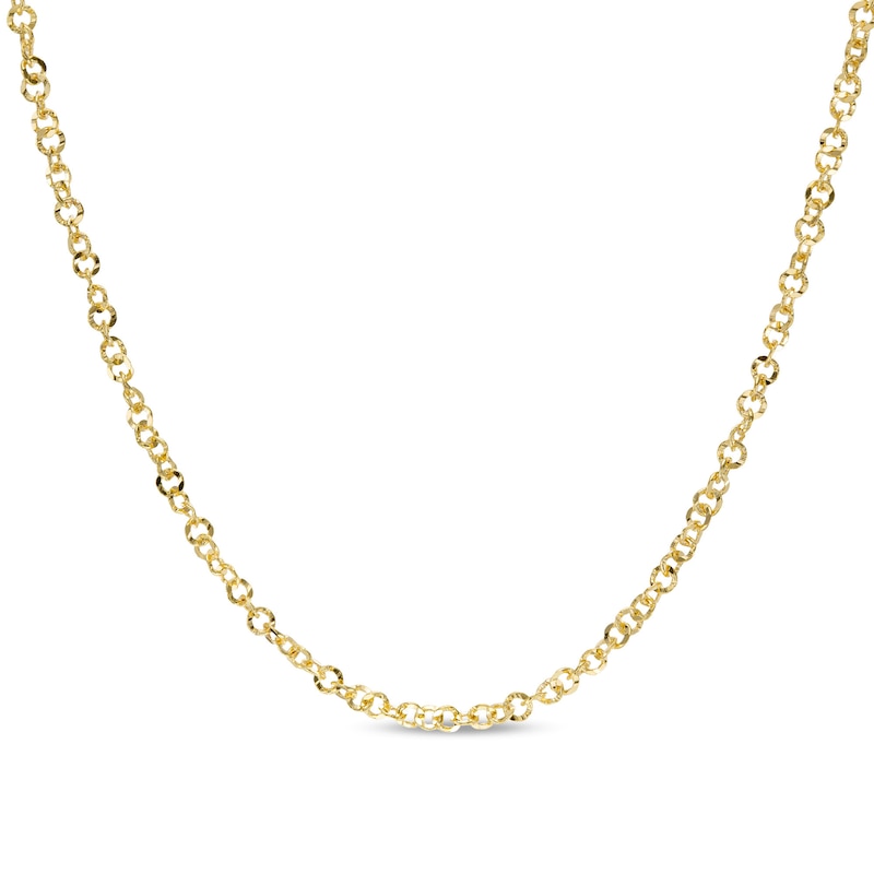 Main Image 1 of Made in Italy 035 Gauge Diamond-Cut Grumetta Curb Chain Necklace in 10K Solid Gold - 16"