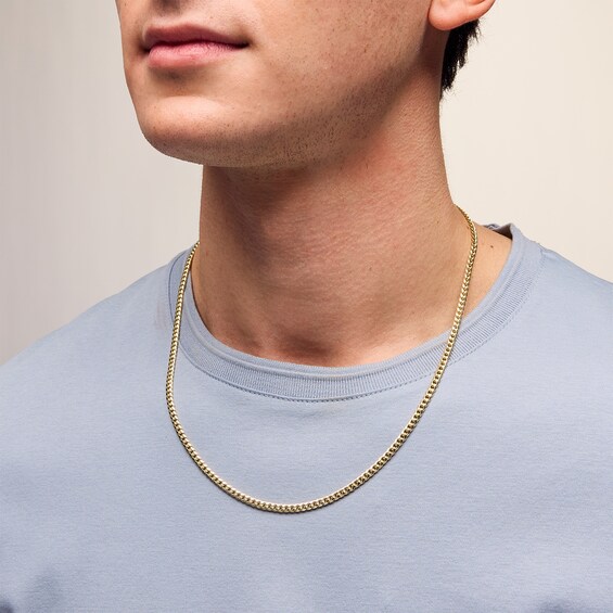 10K Semi-Solid Gold Cuban Curb Chain - 22"