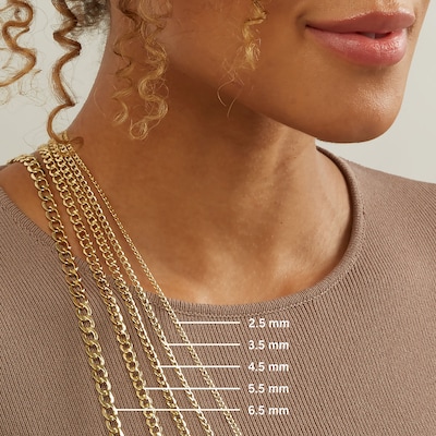 10K Semi-Solid Gold Cuban Curb Chain - 22"
