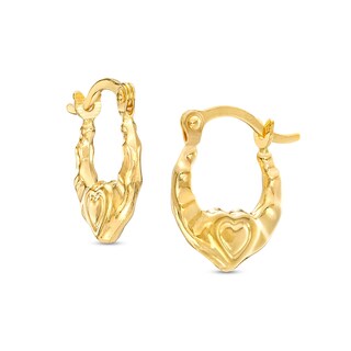 Child's 10mm Heart Hoop Earrings in 14K Stamp Hollow Gold