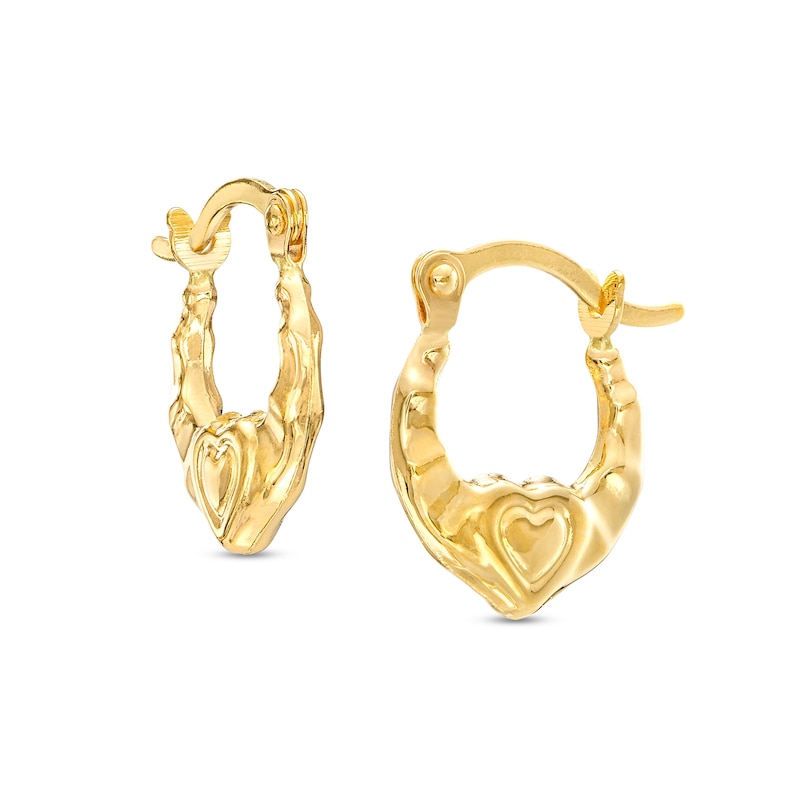 Child's 10mm Heart Hoop Earrings in 14K Stamp Hollow Gold
