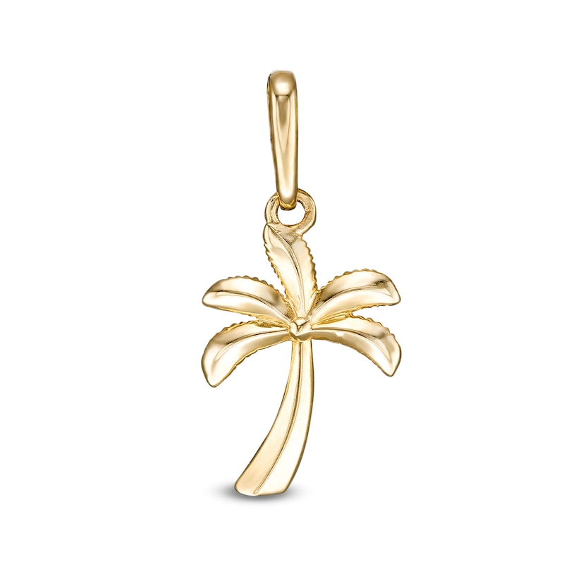 Small Palm Tree Necklace Charm in 10K Solid Gold