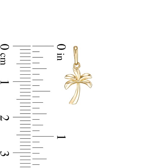 Small Palm Tree Necklace Charm in 10K Solid Gold