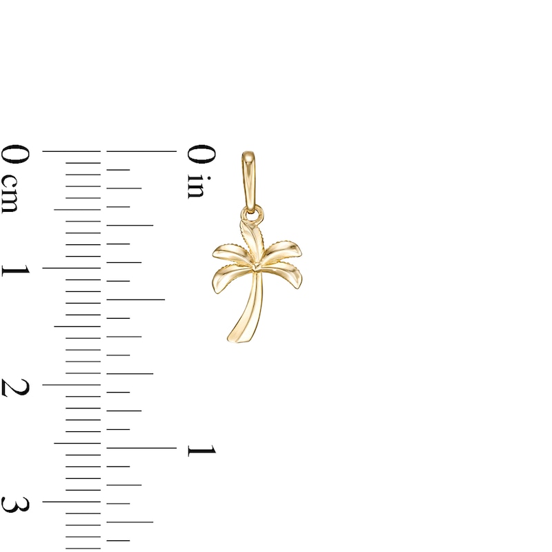 Small Palm Tree Necklace Charm in 10K Solid Gold