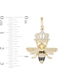 Thumbnail Image 1 of Black and White Cubic Zirconia Crowned Queen Bee Necklace Charm in 10K Solid Gold