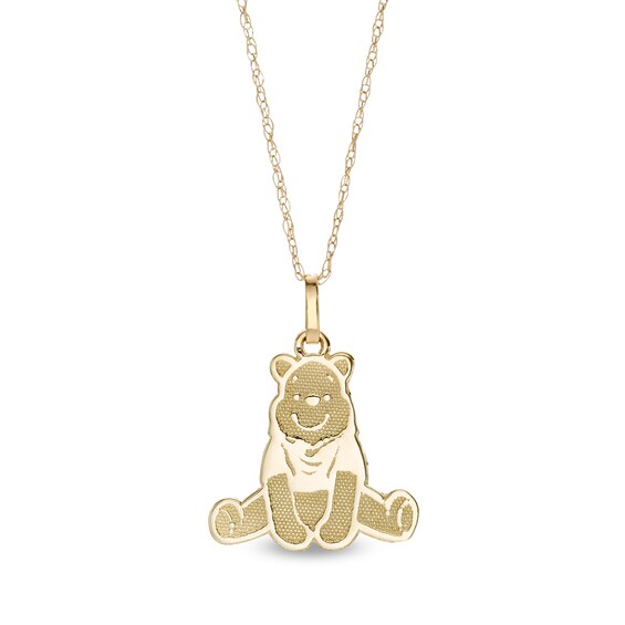 Child's ©Disney Winnie The Pooh Multi-Finish Pendant in 10K Gold - 15"