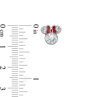 Child's Cubic Zirconia ©Disney Minnie Mouse with Red Enamel Bow Stud Earrings in Sterling Silver