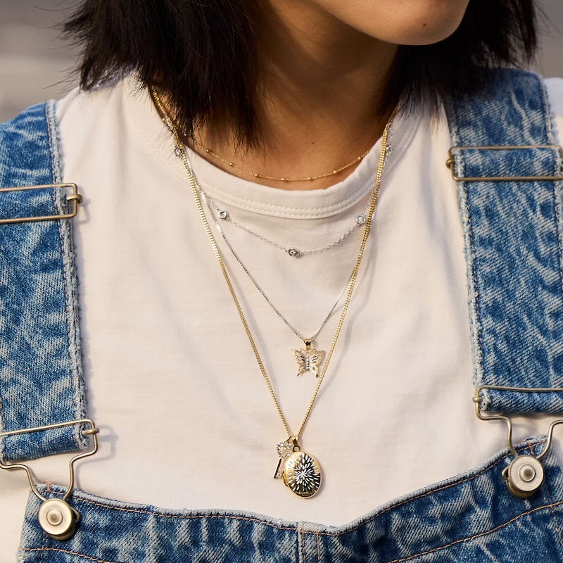 Main Image 4 of 10K Hollow Gold Diamond-Cut Curb Chain - 22"