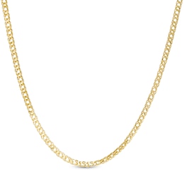 035 Gauge Diamond-Cut Rambo Curb Chain Necklace in 10K Hollow Gold - 20&quot;