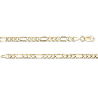 Etched "be you" Link and 080 Gauge Hollow Figaro Chain Necklace in 10K Gold - 18"