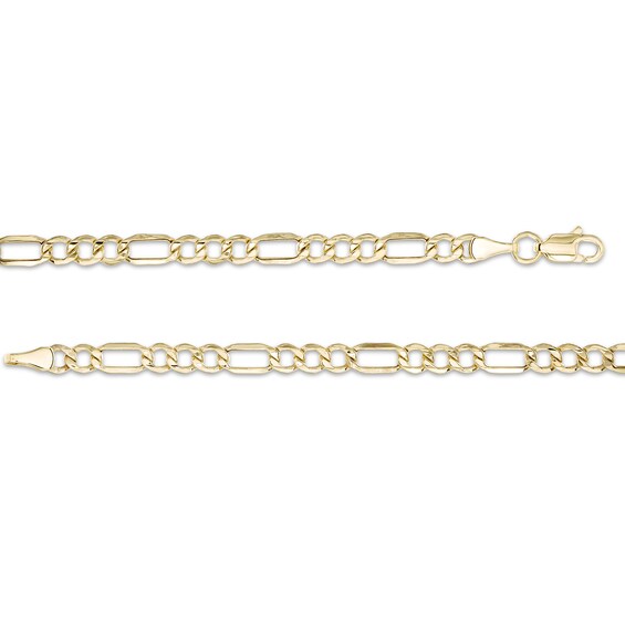 Etched "be you" Link and 080 Gauge Hollow Figaro Chain Necklace in 10K Gold - 18"