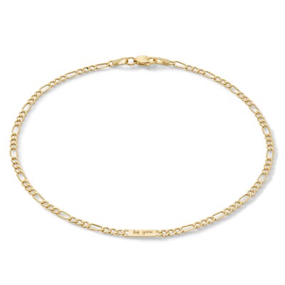 10K Hollow Gold "be you" Figaro Chain Anklet