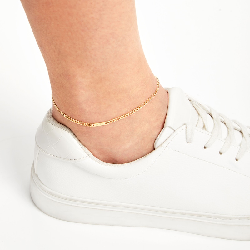 10K Hollow Gold "be you" Figaro Chain Anklet